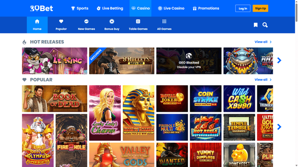 30bet casino Gameplay