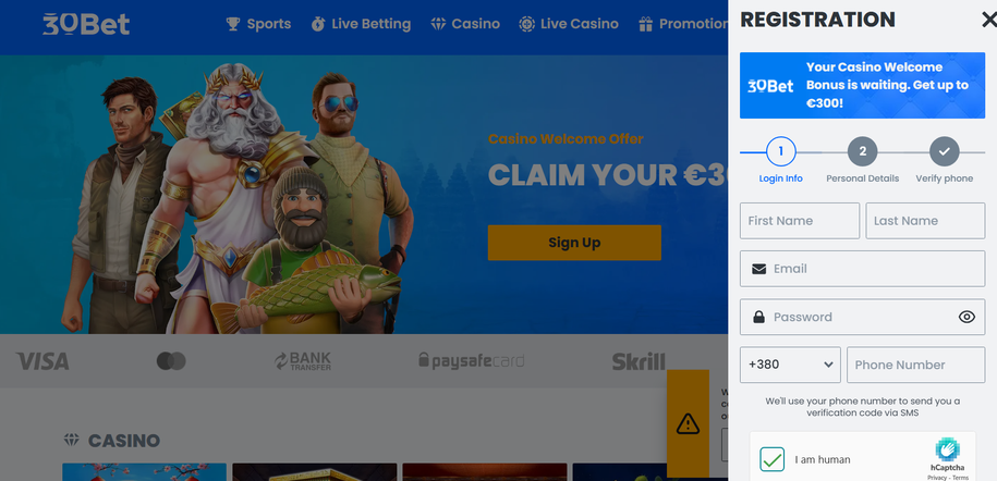 30bet casino Gameplay